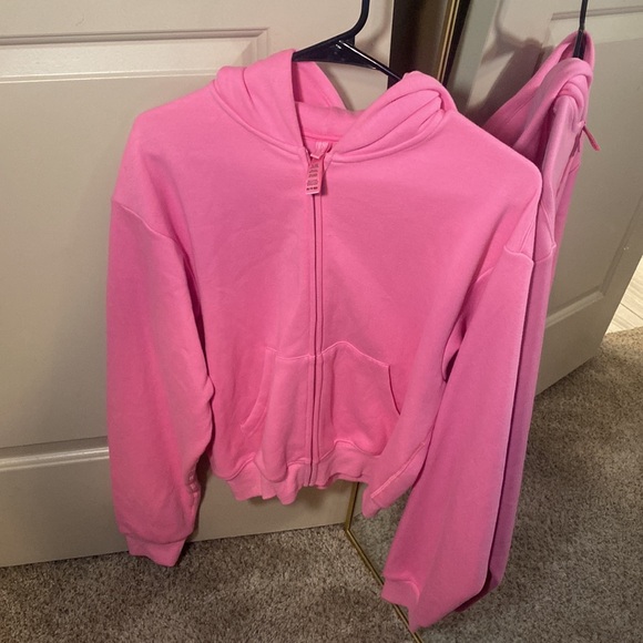 SKIMS Bubblegum Cotton Fleece Zip Up Hoodie - Picture 5 of 7